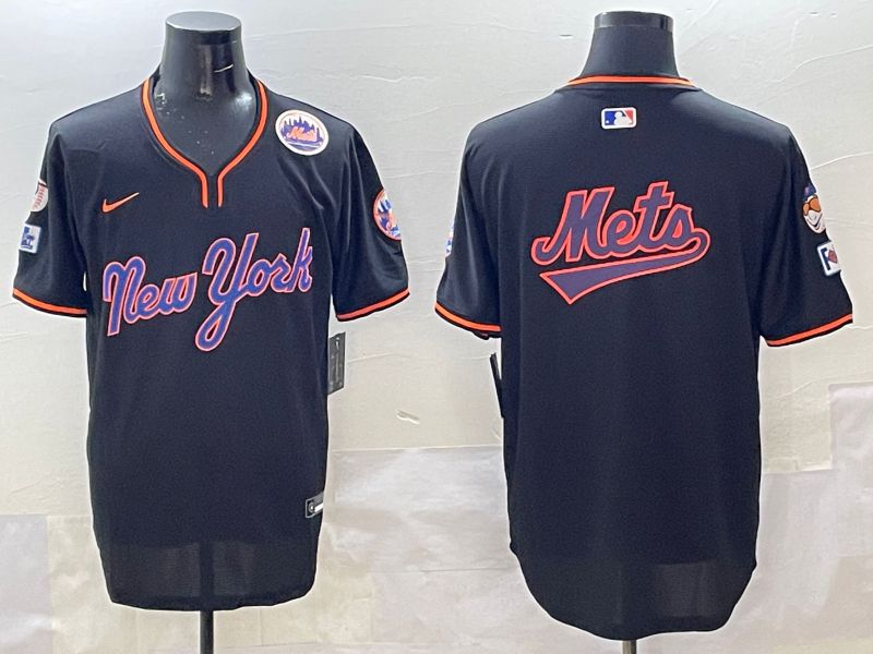 Men New York Mets Blank Black Throwback 2025 Nike MLB Jersey style 5072